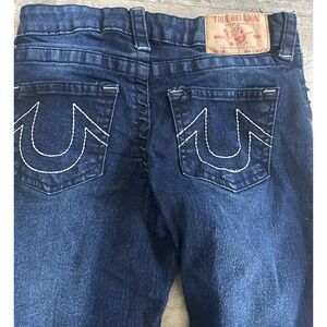 True Religion Geno Relaxed Jeans Logo Pockets Girl's Sz 8 Dark‎ Wash